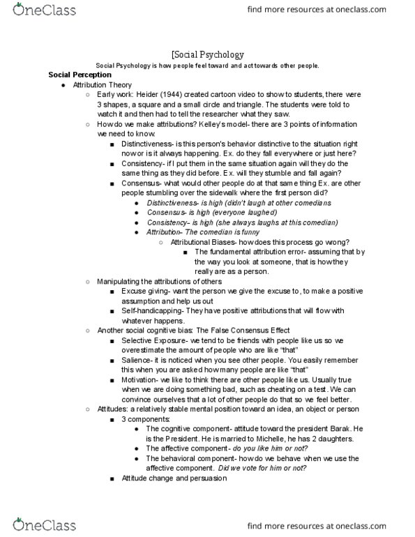 PSY 100 Lecture Notes - Lecture 20: Social Influence, Social Identity Theory, Pluralistic Ignorance thumbnail