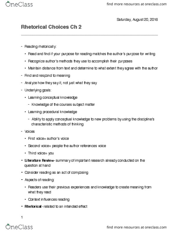 ENGL 101 Chapter 2: Rhetorical Choices Ch 2 thumbnail