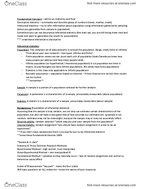 PSYC 3000 Lecture Notes - Lecture 2: Interquartile Range, Simple Random Sample, Kurtosis thumbnail