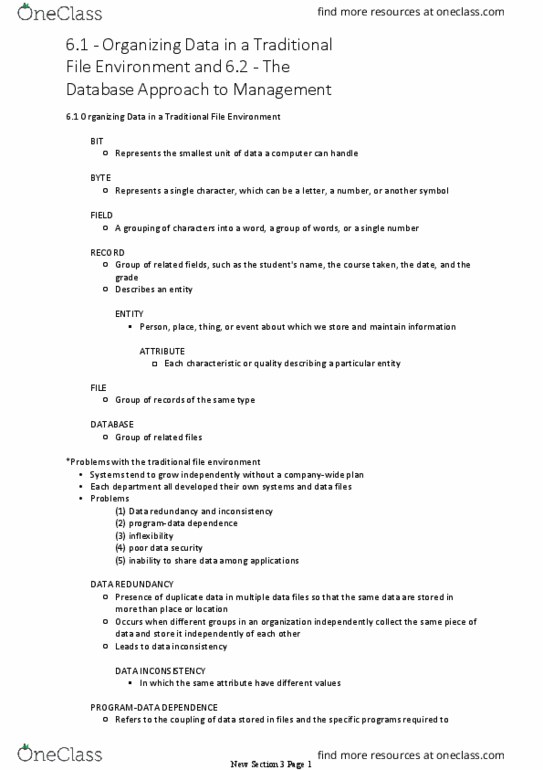 MGMT 3265 Chapter Notes - Chapter 6: Crystal Reports, Data Manipulation Language, Amazon Web Services thumbnail