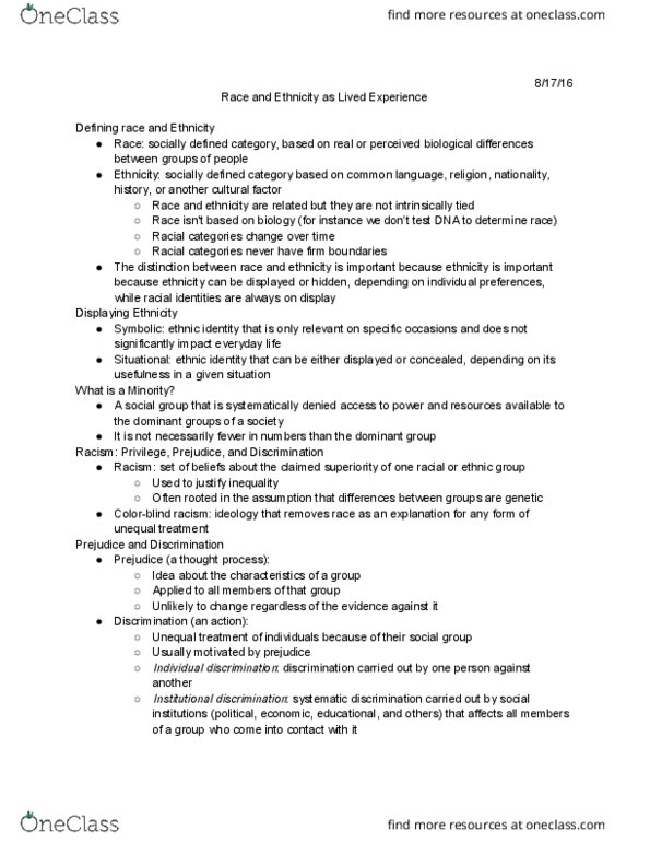 SOCIOL 1 Lecture Notes - Lecture 6: Conflict Theories thumbnail