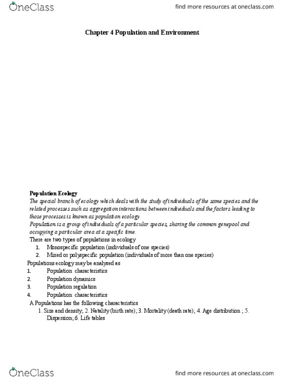 EVPP 108 Lecture Notes - Lecture 4: Survivorship Curve, Monotypic Taxon, Population Ecology thumbnail