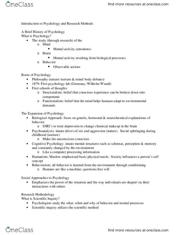 PY 101 Lecture Notes - Lecture 2: Scientific Method, Critical Thinking, Behaviorism thumbnail