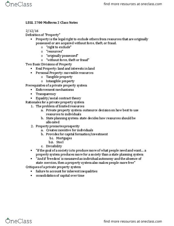 LEGL 2700 Lecture Notes - Lecture 2: Patent Infringement, Patent Troll, Patentable Subject Matter thumbnail