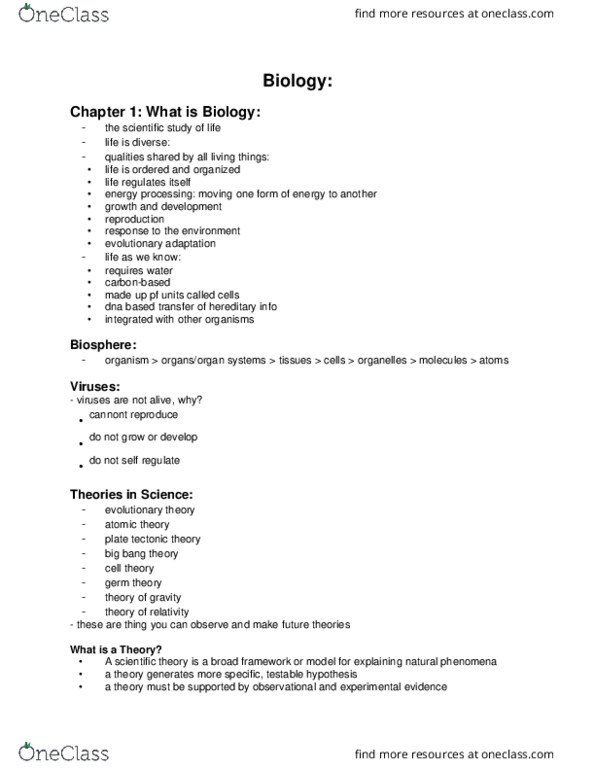 BIOL 1020 Lecture Notes - Lecture 1: Plate Tectonics, Theory-Theory, Big Bang thumbnail