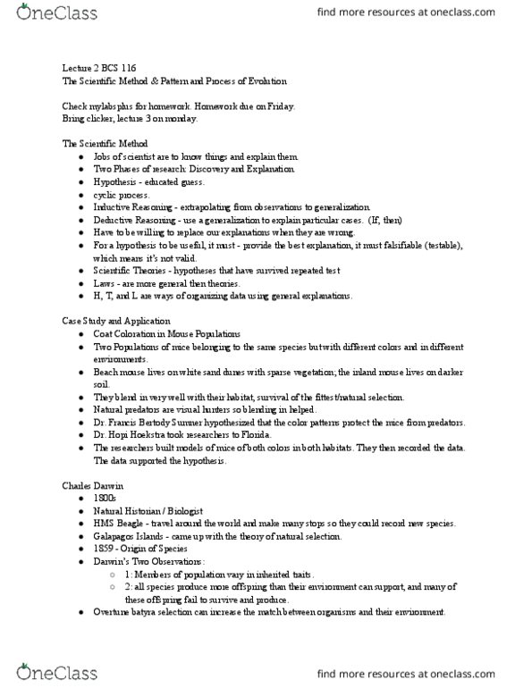 BSC 116 Lecture Notes - Lecture 2: Thermodynamic Cycle, Falsifiability, Continental Drift thumbnail