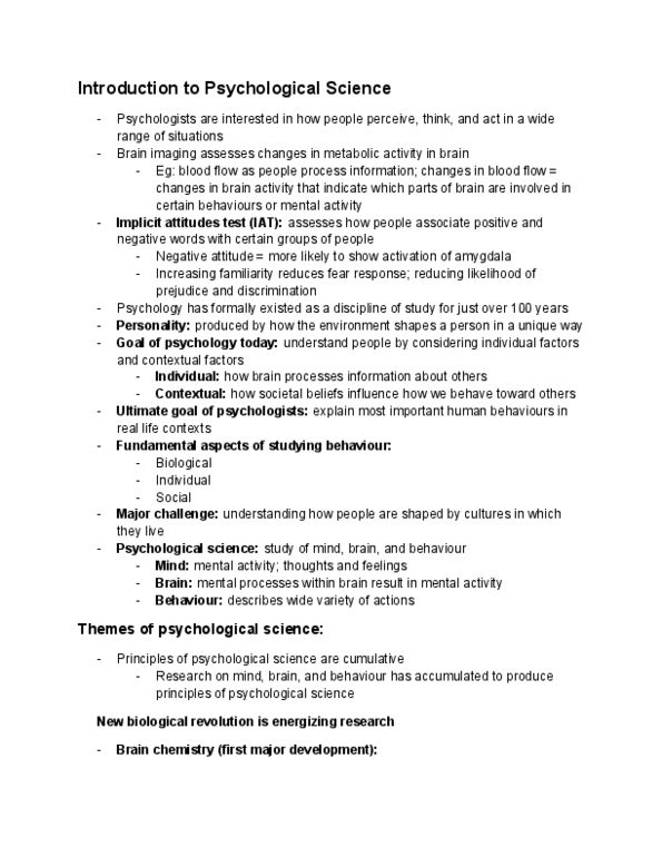 PSY100H1 Chapter Notes - Chapter 1: Psychological Science, Cultural Evolution, Human Genome thumbnail