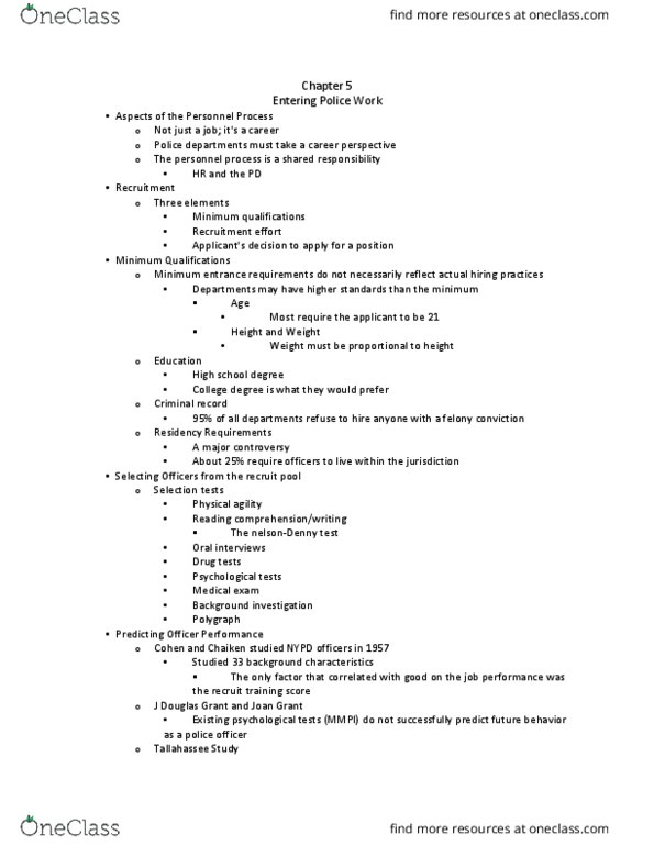 CRJU 311 Lecture Notes - Lecture 9: Joan Grant, Field Training Officer, Christopher Commission thumbnail