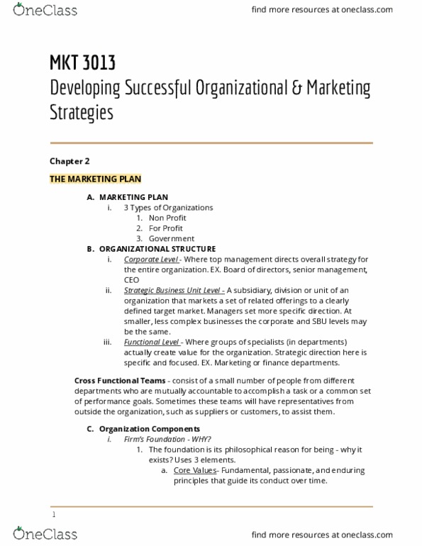MKT 3013 Lecture Notes - Lecture 2: Small Business, Marketing Mix, Cost Leadership thumbnail