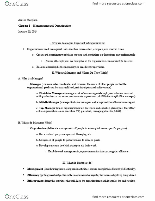 MG 210 Lecture Notes - Lecture 1: Firstline, Customer Service, Empowered thumbnail