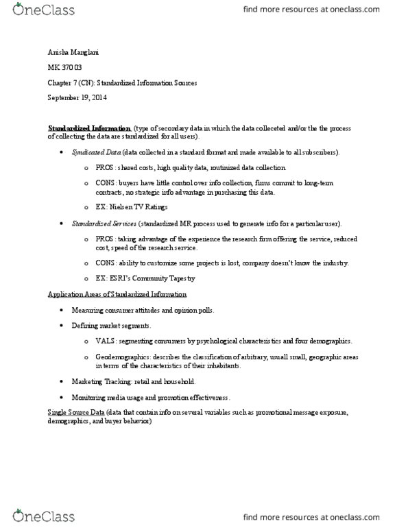 MK 370 Lecture Notes - Lecture 7: Nielsen Ratings thumbnail