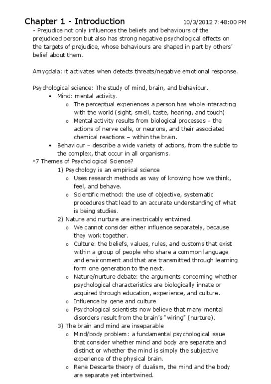 PSY100H1 Chapter Notes - Chapter 1: Psychological Science, Mental Disorder, Cognitive Psychology thumbnail