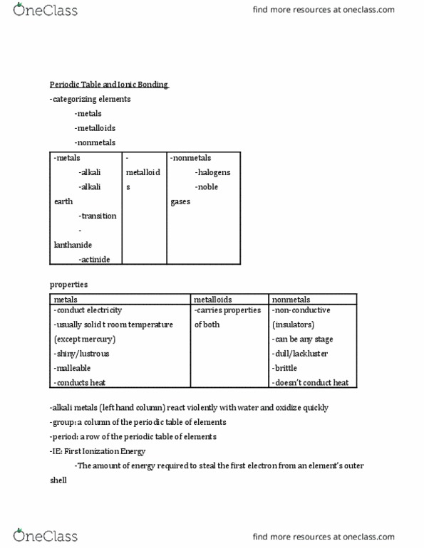 CHEM-UA 109 Lecture Notes - Lecture 5: Transition Metal, Roman Numerals, Iodine thumbnail