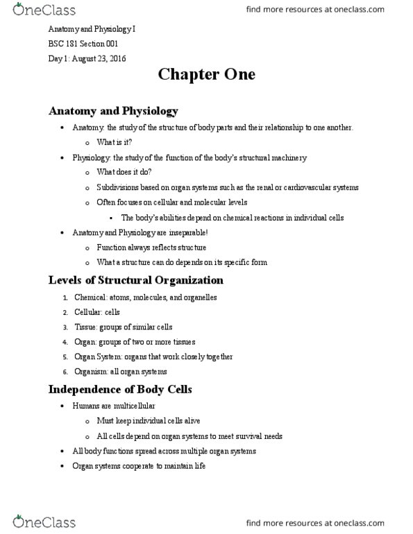 BSC 161 Lecture Notes - Lecture 1: Abdominal Cavity, Pericardium, Mediastinum thumbnail