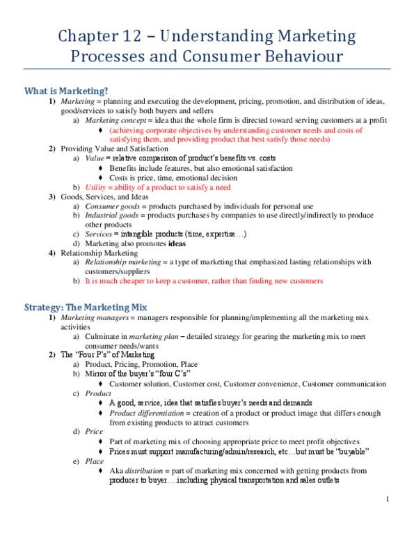 BUS 100 Lecture Notes - Relationship Marketing, Marketing Mix, Target Market thumbnail