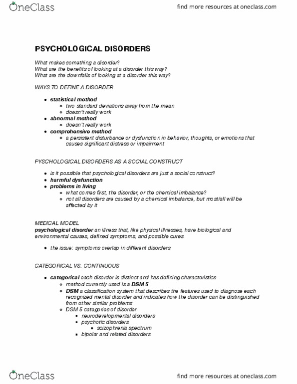 PSYC 2003 Lecture Notes - Lecture 8: Reuptake, Borderline Personality Disorder, Joint Attention thumbnail