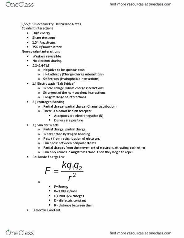 BCMB 401 Lecture Notes - Lecture 1: Tris, Hydrophile, Acid Dissociation Constant thumbnail