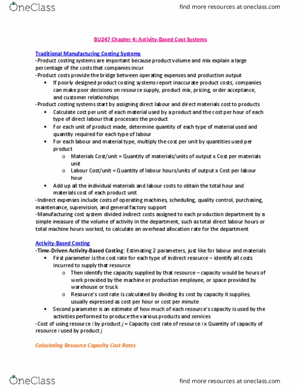 BU247 Chapter Notes - Chapter 4: Capacity Utilization, Fixed Cost thumbnail