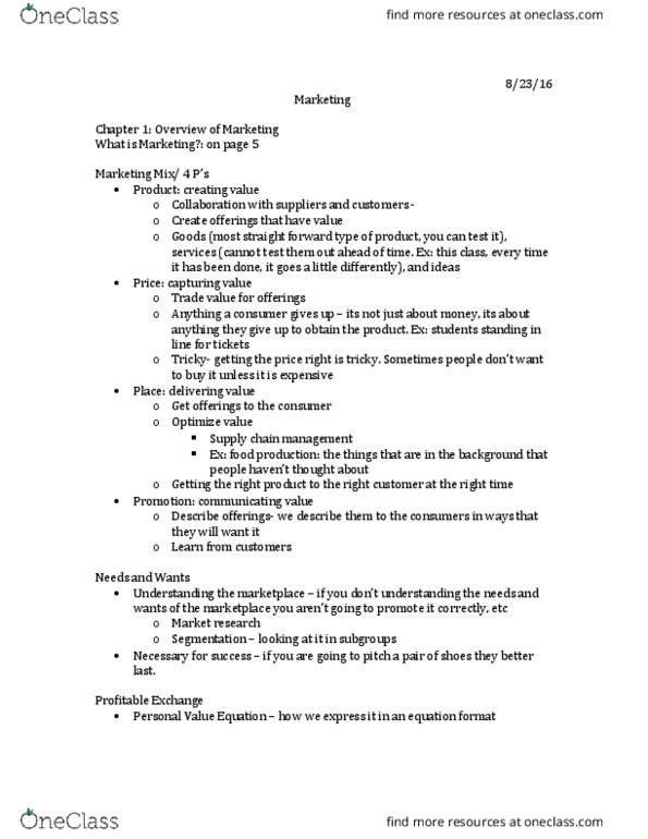 MKT-3010 Lecture Notes - Lecture 1: Retail, Marketing Mix thumbnail