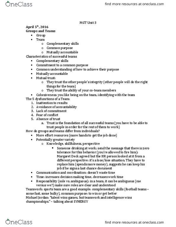 MGT 3304 Lecture Notes - Lecture 3: Iso 9000, Relay For Life, Statistical Process Control thumbnail