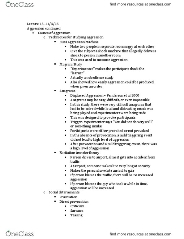 PSY 210 Lecture Notes - Lecture 15: Prosocial Behavior, Carmageddon, Narcissism thumbnail