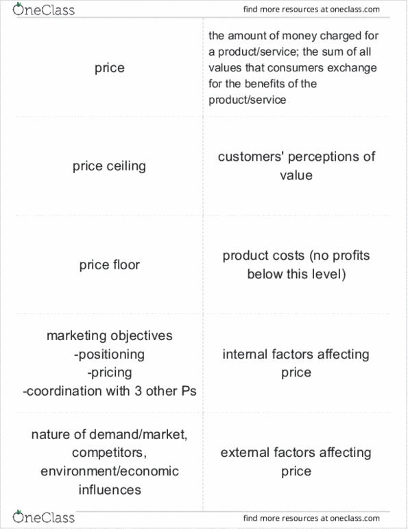 COMM 131 Chapter Notes - Chapter 10: Price Skimming, Price Ceiling, Price Floor thumbnail