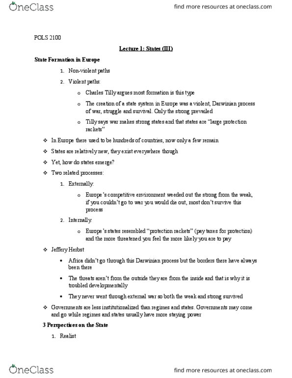 POLS 2100 Lecture Notes - Lecture 3: Europe 1 thumbnail