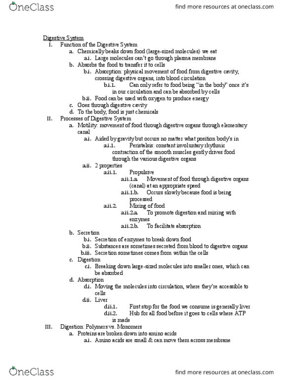 LIFESCI 2 Lecture Notes - Lecture 18: Lymphatic System, Cholecystokinin, Sodium Bicarbonate thumbnail