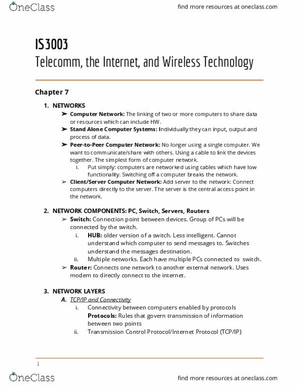 IS 3003 Lecture Notes - Lecture 7: Local Area Network, Voice Over Ip, Html thumbnail