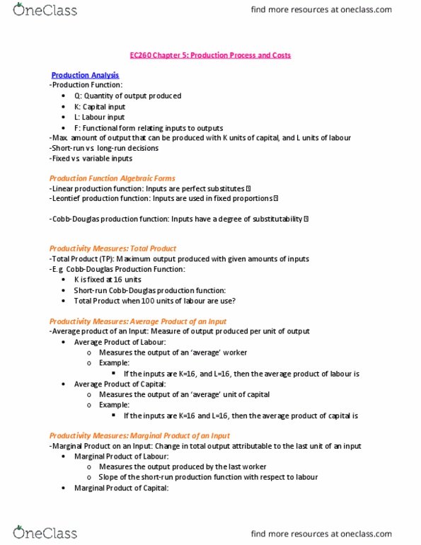 EC260 Chapter Notes - Chapter 5: Isocost, Instant Messaging, Time Warner thumbnail