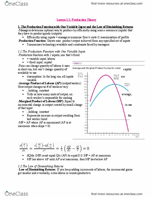 EC260 Lecture Notes - Lecture 3: Isocost, Isoquant, Production Function thumbnail