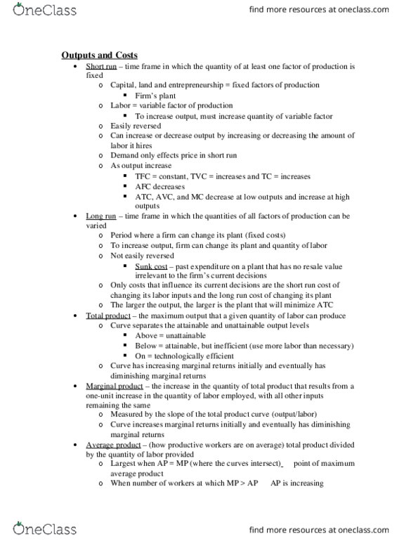 ECON 001 Chapter 12: Econ 001 -- Outputs and Costs thumbnail