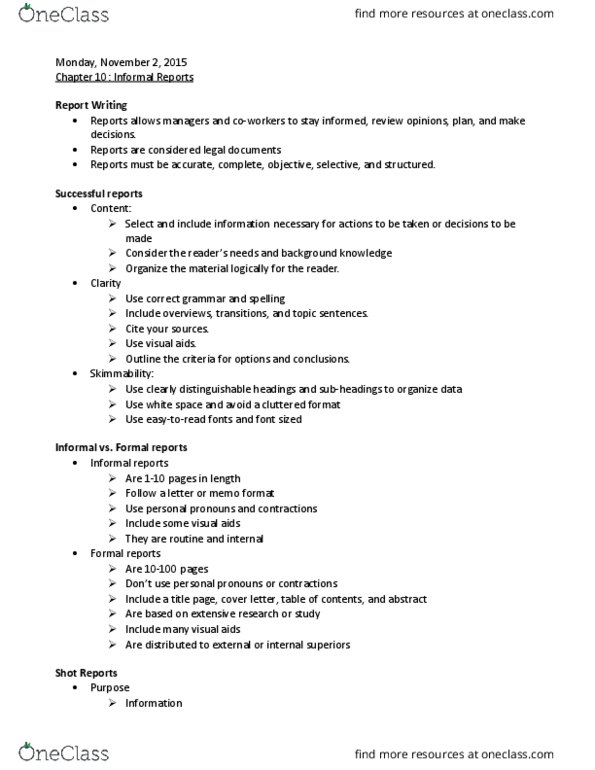 CMN 124 Lecture 7: Informal Reports thumbnail