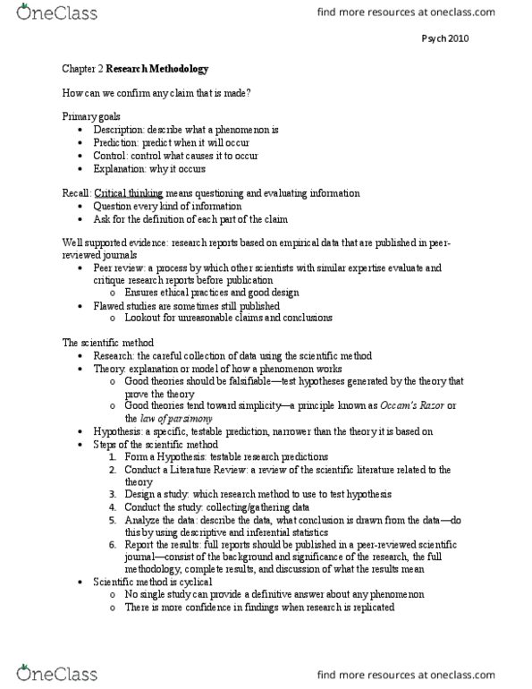 PSYC 2010 Chapter Notes - Chapter 2: Institutional Review Board, External Validity, Informed Consent thumbnail