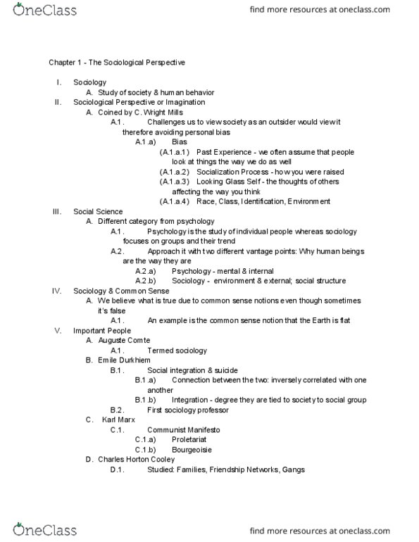 SOCI 101 Lecture Notes - Lecture 1: Social Integration, Bourgeoisie, The Communist Manifesto thumbnail