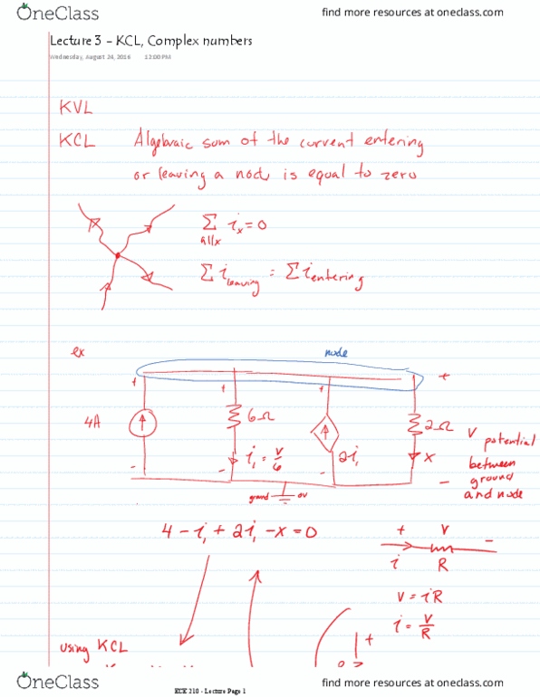 ECE 210 Lecture 3: KCL, Complex numbers thumbnail