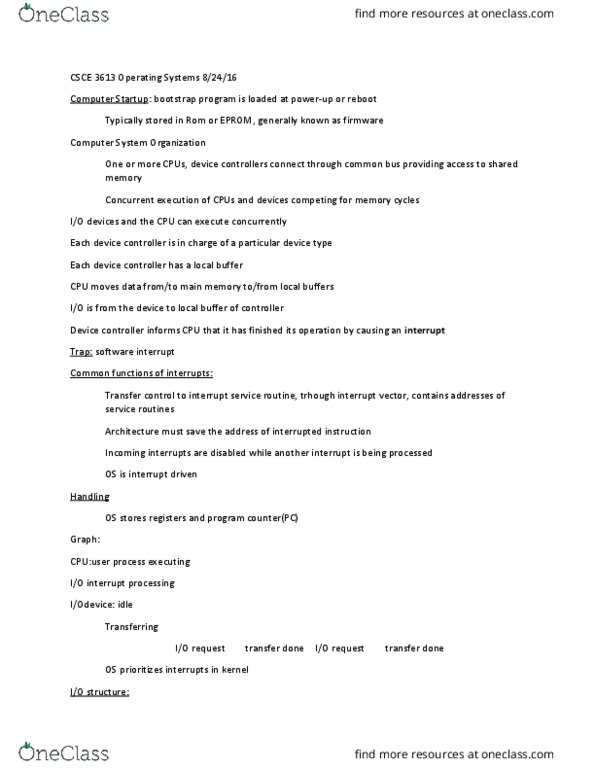 CSCE 3613 Lecture Notes - Lecture 2: Interrupt Vector Table, Direct Memory Access, Institute For Operations Research And The Management Sciences thumbnail