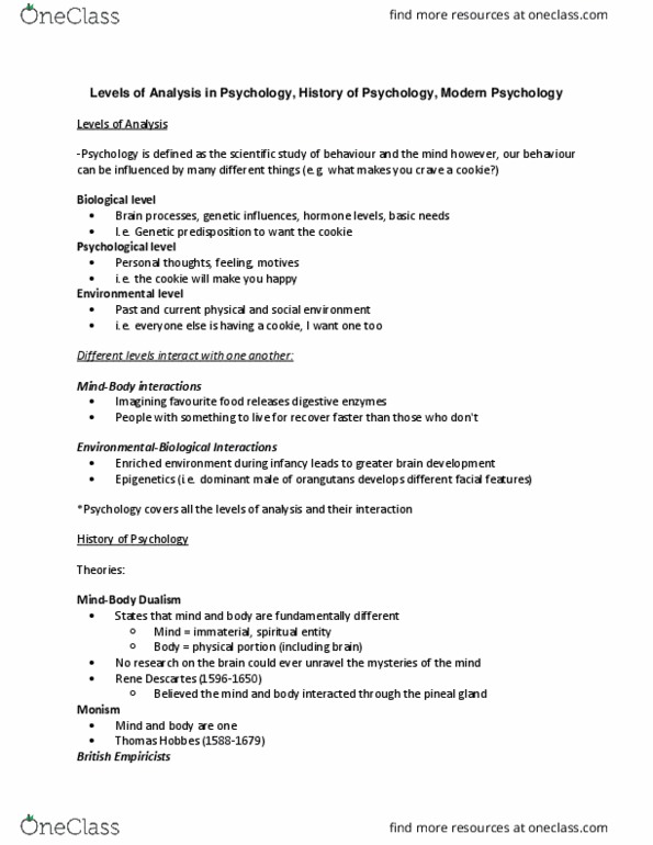 Psychology 1000 Lecture Notes - Lecture 2: Shyness, Abraham Maslow, Classical Conditioning thumbnail