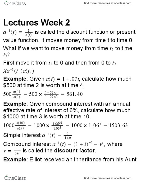 ACTSC231 Lecture Notes - Lecture 4: Annual Percentage Rate, Discounting, Interest thumbnail