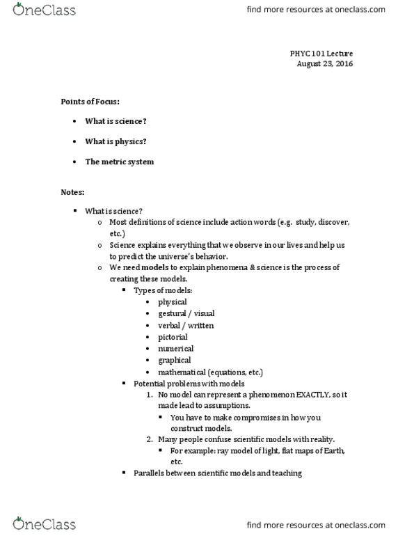 PHYC 101 Lecture Notes - Lecture 1: Theory Of Multiple Intelligences, Models 1, Differentiated Instruction thumbnail