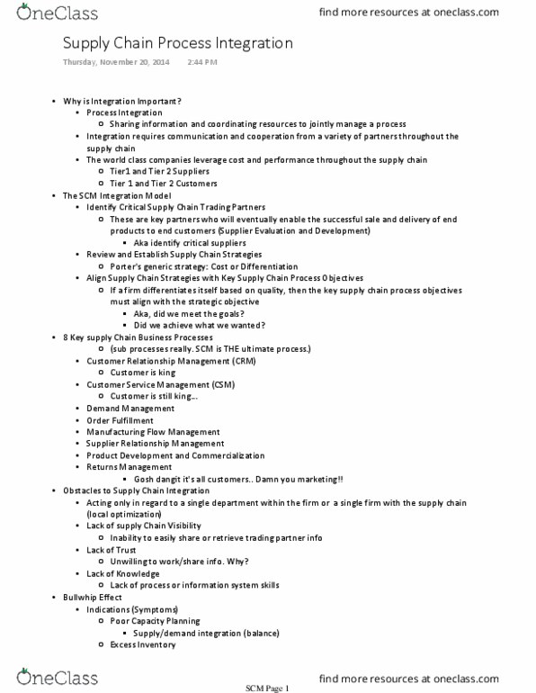 SCM 3301 Lecture Notes - Lecture 15: Safety Stock, Supplier Relationship Management thumbnail