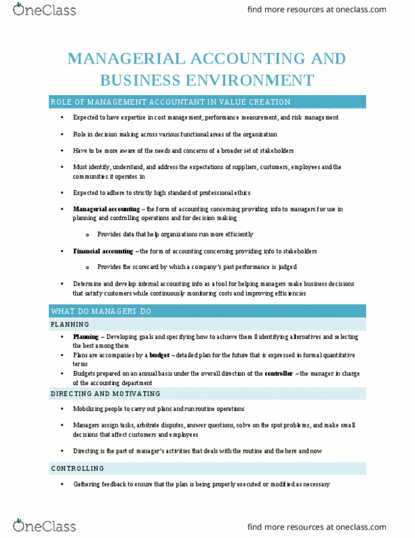 RSM222H1 Chapter Notes - Chapter 1: Internal Control, Business Process, Operational Excellence thumbnail