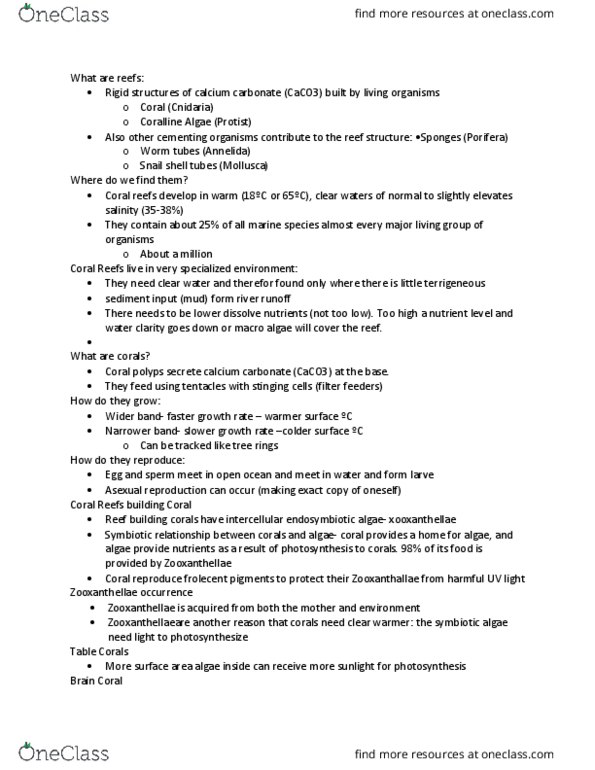 GEOLOGY 103 Lecture Notes - Lecture 8: Protist, Fringing Reef, Asexual Reproduction thumbnail