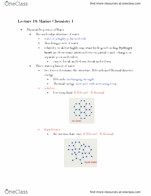 EAS 1540 Lecture Notes - Lecture 19: Thermal Energy, Hydrogen Bond, Chemical Polarity thumbnail