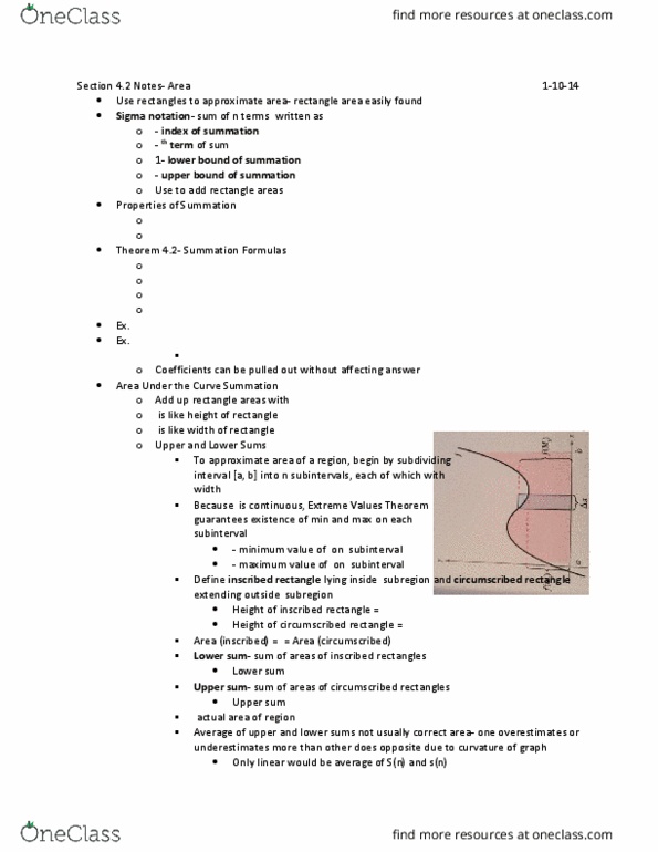 MATH-M 211 Lecture Notes - Lecture 19: Riemann Sum, Summation thumbnail