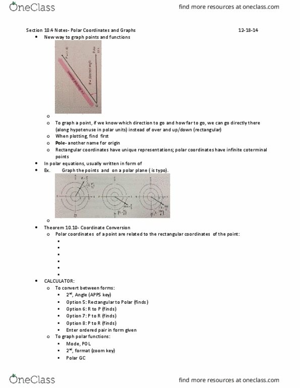 MATH-M 212 Lecture Notes - Lecture 24: Asymptote, Cartesian Coordinate System, Polar Coordinate System thumbnail