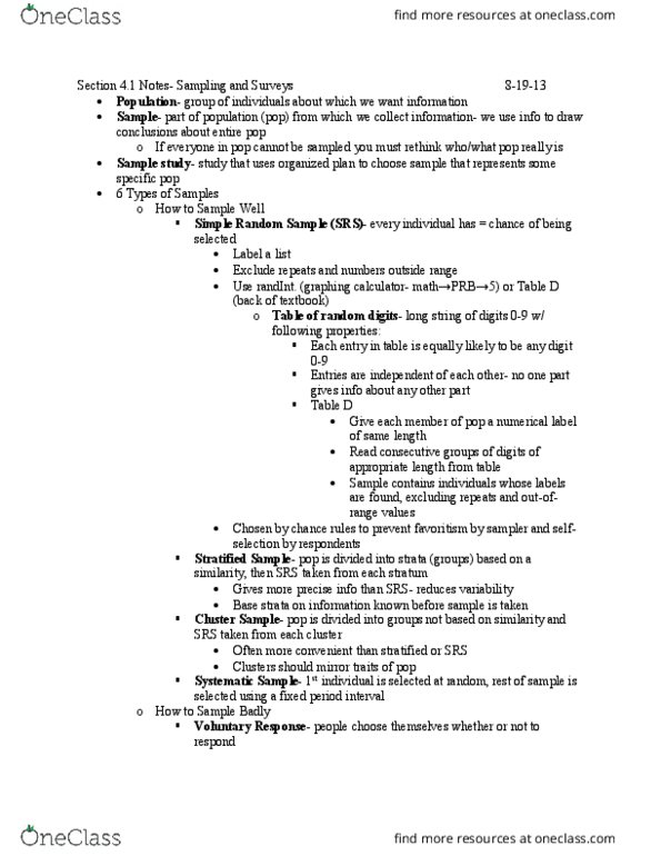 STAT-S 300 Lecture Notes - Lecture 7: Non-Sampling Error, Graphing Calculator, Sampling Frame thumbnail