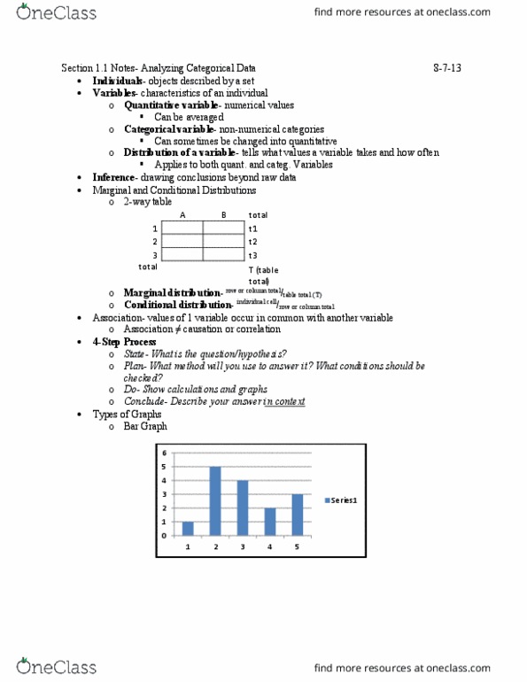 STAT-S 300 Lecture Notes - Lecture 1: Marginal Distribution, Categorical Variable thumbnail