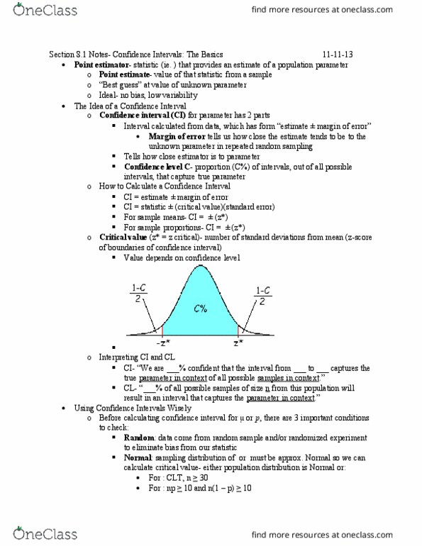STAT-S 300 Lecture Notes - Lecture 19: Randomized Experiment, Statistical Parameter, Random Assignment thumbnail