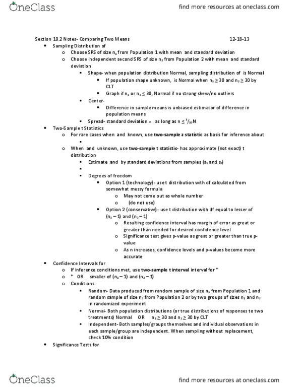 STAT-S 300 Lecture Notes - Lecture 26: Bias Of An Estimator, Confidence Interval, Sampling Distribution thumbnail